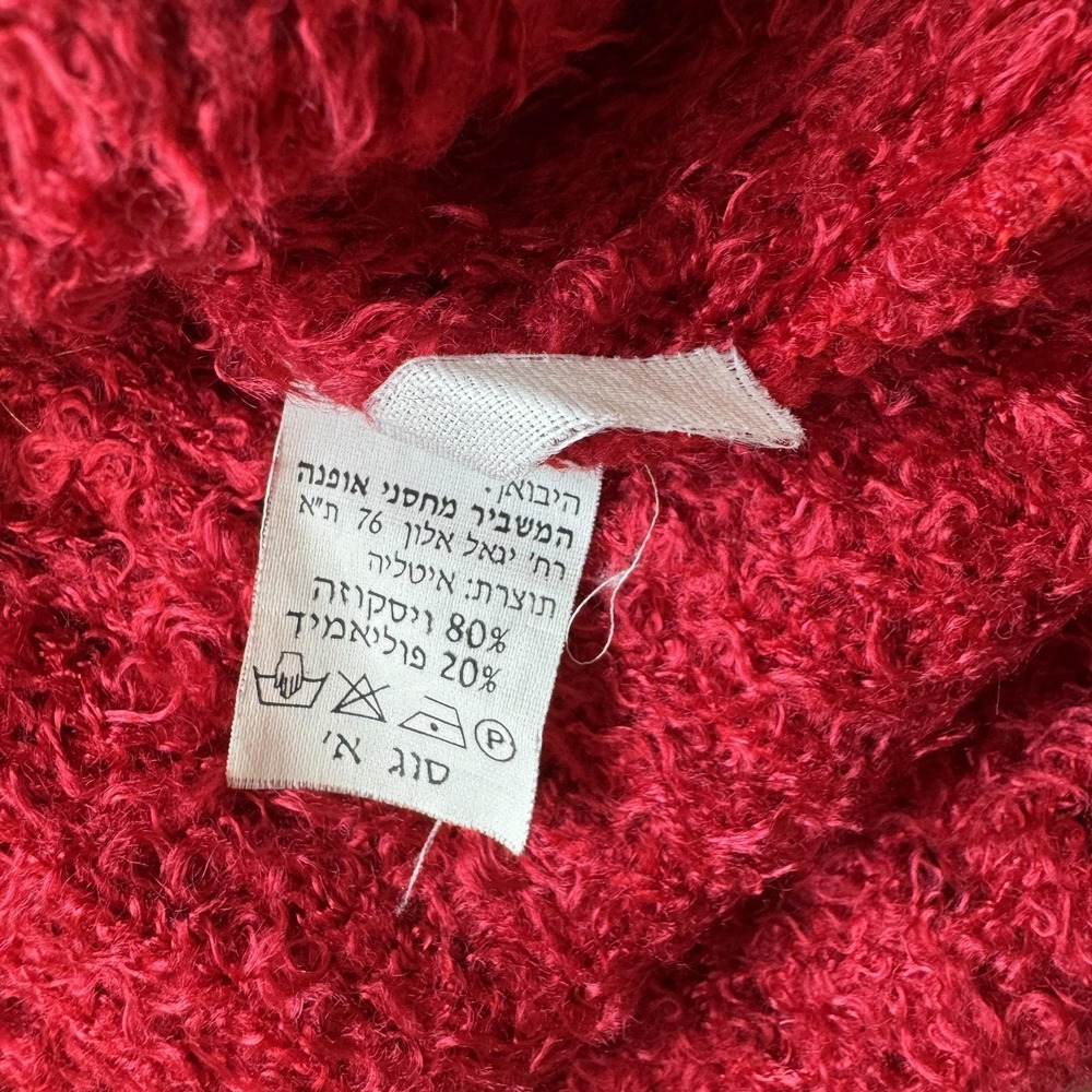 Laura della Valle Sweater Womens Large Red Boucle Pullover Fuzzy Soft Italy Cozy - Picture 7 of 8